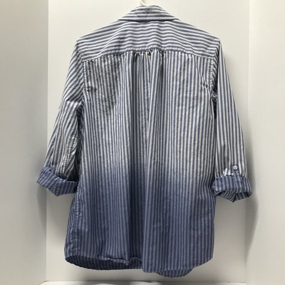 Lands' End Blue & White Striped Ombré Button Down Shirt - Picture 8 of 15